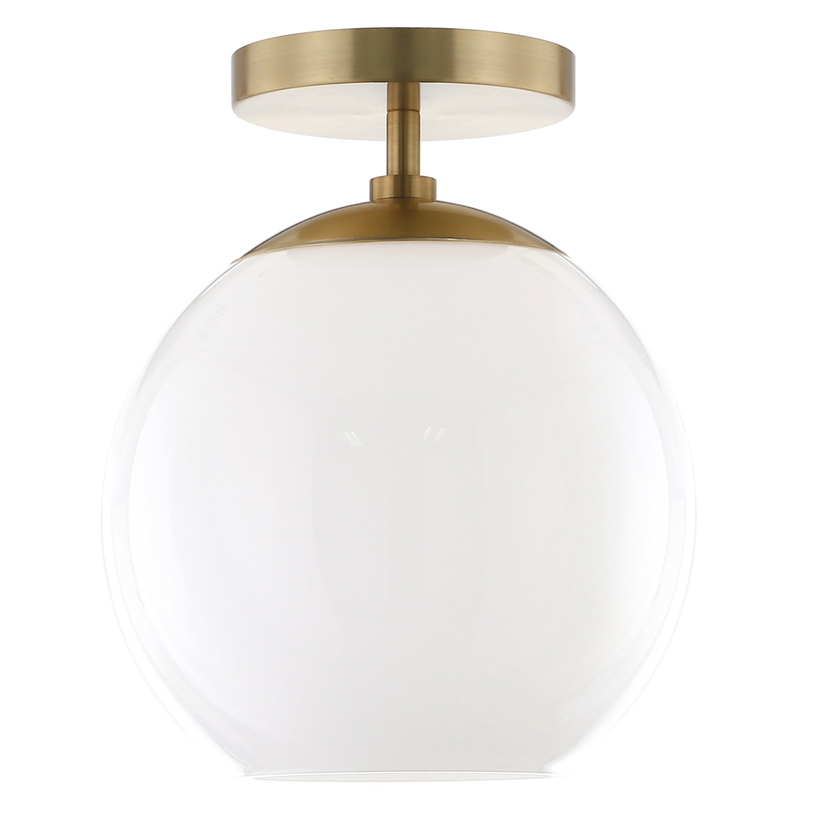 Picture of Henn &amp; Hart SF0791 Bartlett Brass Semi Flush Mount Ceiling Light with White Milk Glass
