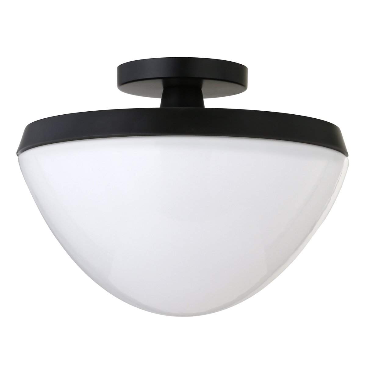 Picture of Henn &amp; Hart SF0804 Durant Matte Black Semi Flush Mount Ceiling Light with White Milk Glass