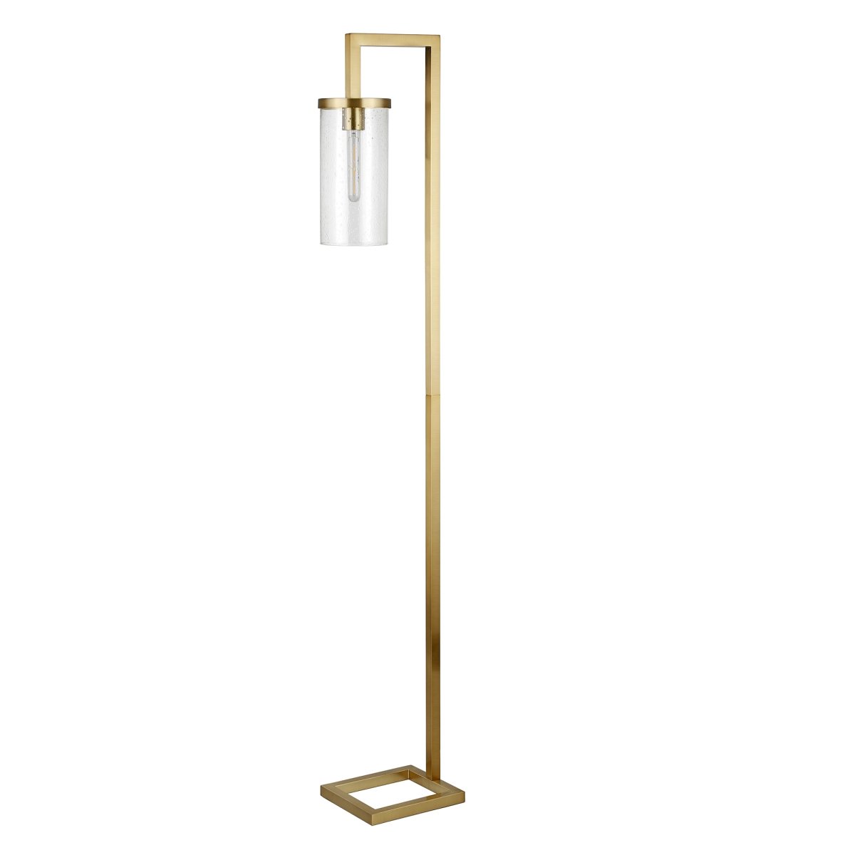 Picture of Henn &amp; Hart FL0418 Malva Brass Floor Lamp with Seeded Glass Shade