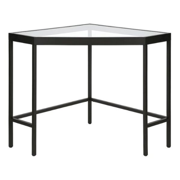Picture of Henn & Hart OF0871 42 in. Alexis Blackened Bronze Corner Writing Desk with Glass Top