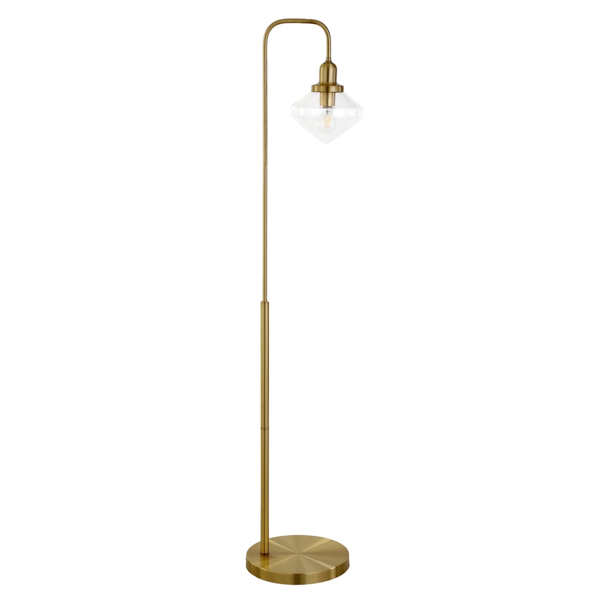 Picture of Henn & Hart FL0959 Zariza Brass Finish Arc Floor Lamp with Clear Glass Shade