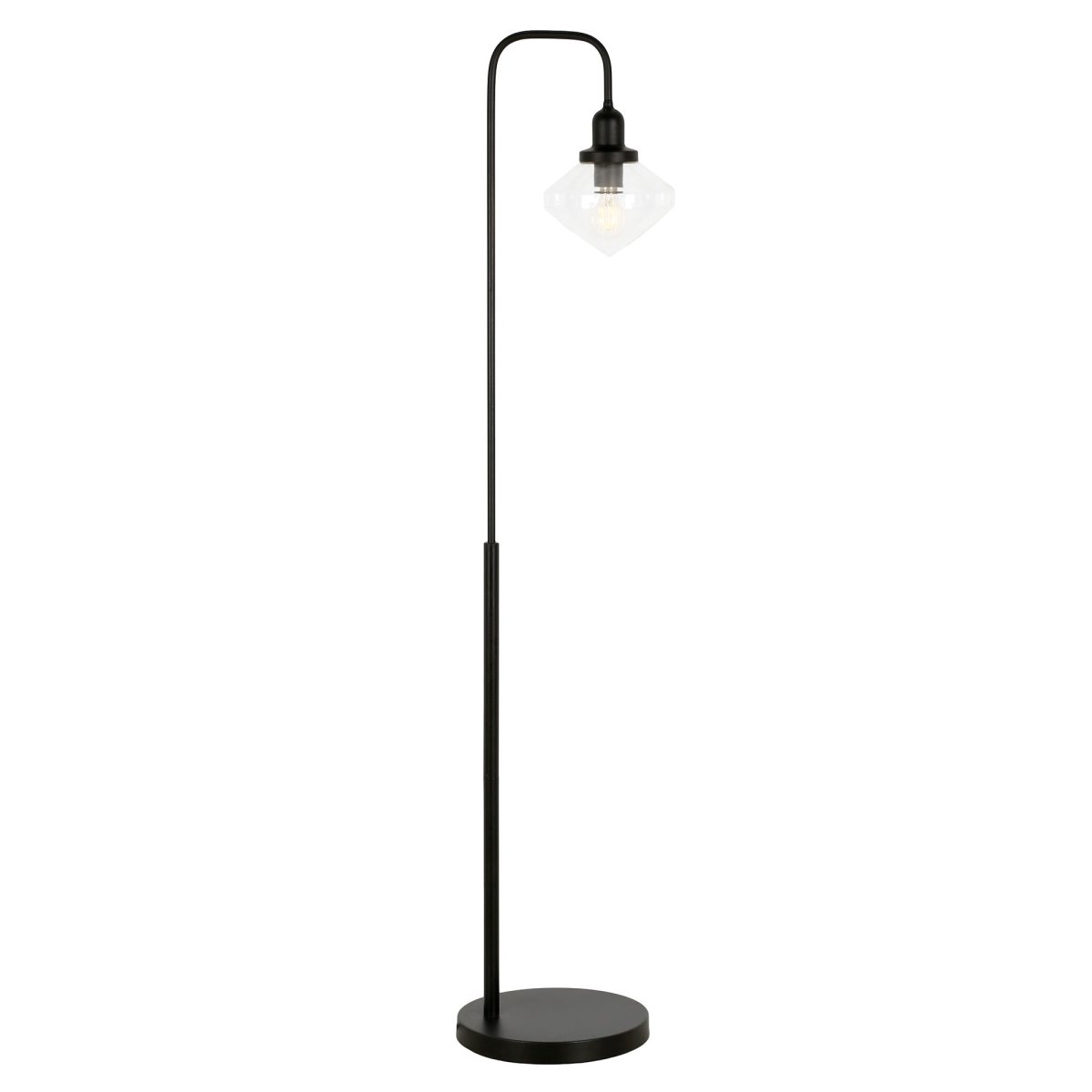 Picture of Henn & Hart FL0960 Zariza Blackened Bronze Arc Floor Lamp with Clear Glass Shade