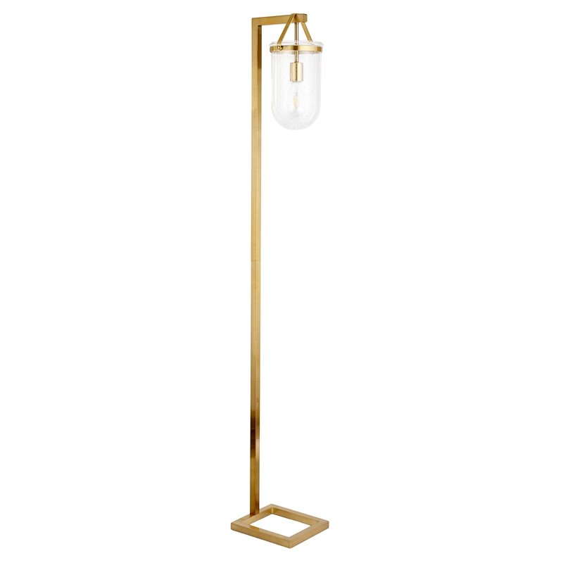 Picture of Henn & Hart FL1117 Shiloh Brass Floor Lamp with Seeded Glass Shade