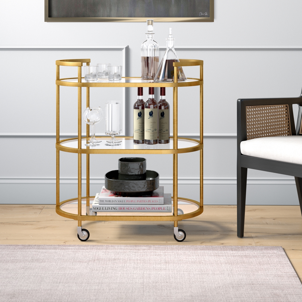 Picture of Henn & Hart BC1147 Leif Brass Bar Cart