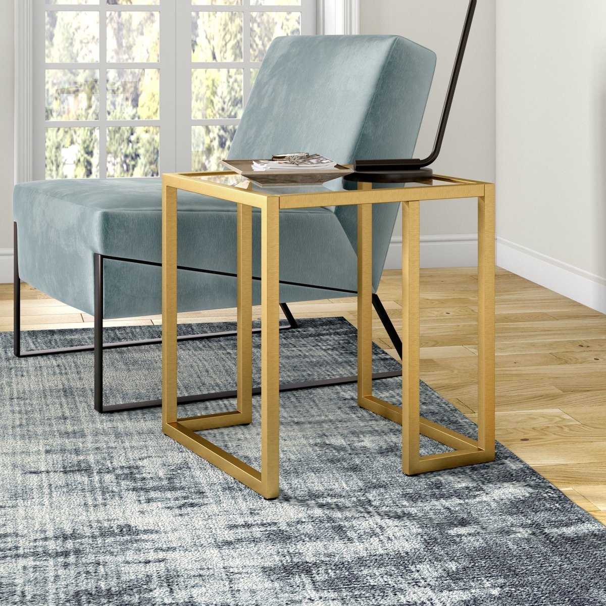 ST1323 Oscar Square Side Table, Brass -  Henn & Hart