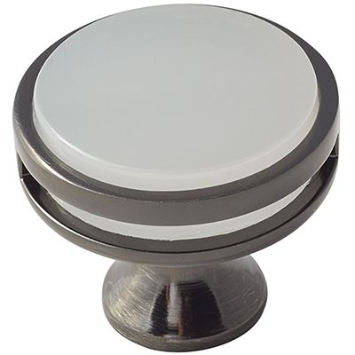 Picture of Amerock A36608 GMFA Knob Oberon 1-0.375 in. Satin Nickel & Frosted Acry