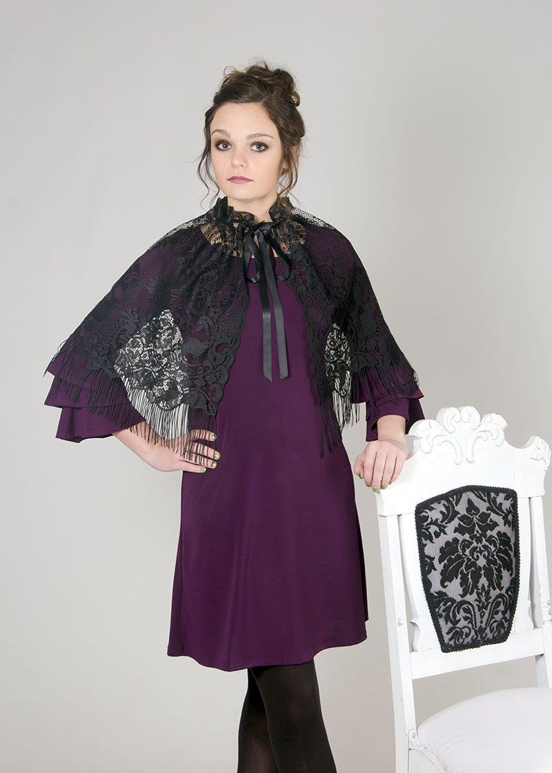 Picture of Heritage Lace VCHCL-B 58 x 21 in. Victorian Halloween Capelet & Overskirt&#44; Black