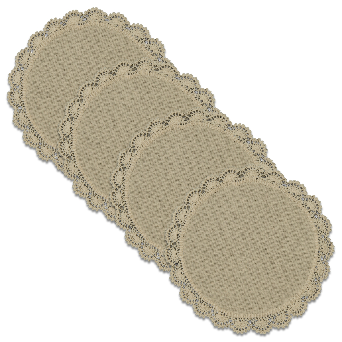 Picture of Heritage Lace CEPE-0800NA-S 8 in. Crochet Envy Petal Edge Round Doily - Natural - Set of 4