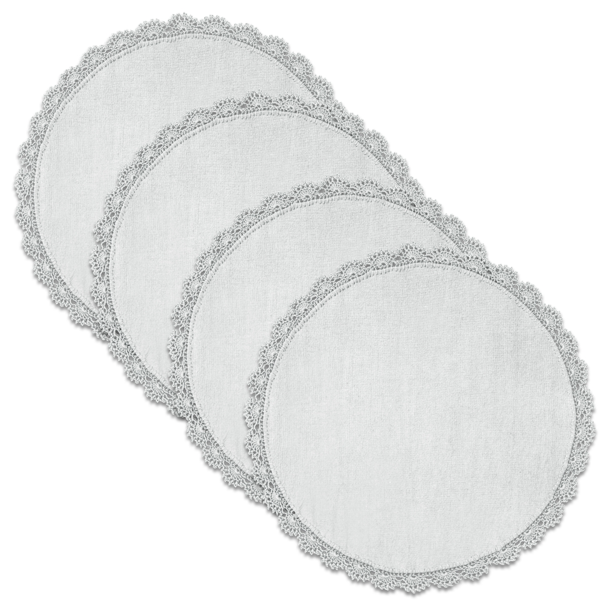 Picture of Heritage Lace CEPE-1200W-S 12 in. Crochet Envy Petal Edge Round Doily - White - Set of 4