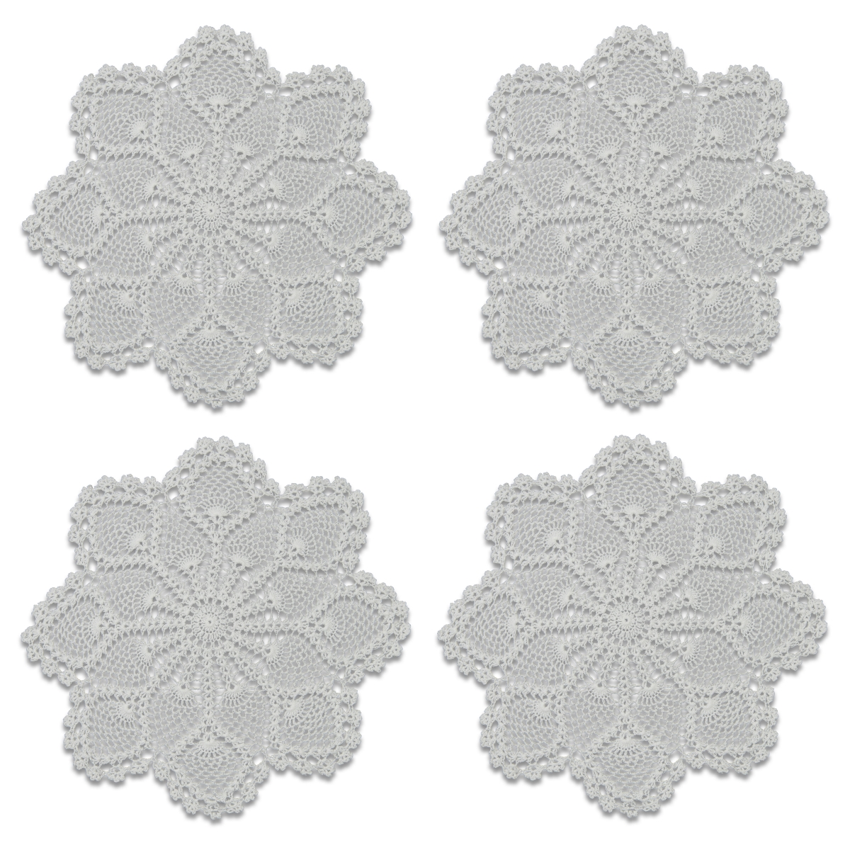 Picture of Heritage Lace CEPN-1200W-S 12 in. Crochet Envy Pineapple Round Doily - White - Set of 4