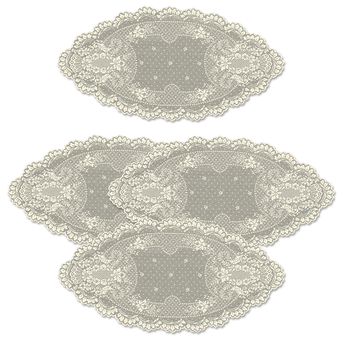 Picture of Heritage Lace FO-1428E-S 14 x 28 in. Floret Doily - Ecru - Set of 4