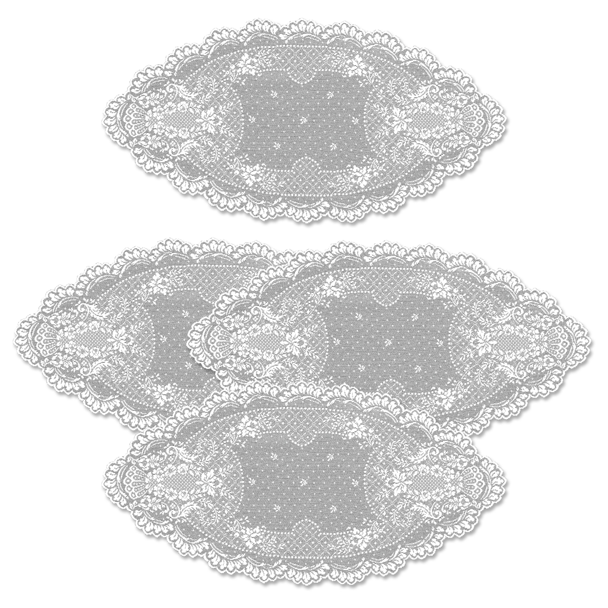 Picture of Heritage Lace FO-1428W-S 14 x 28 in. Floret Doily - White - Set of 4