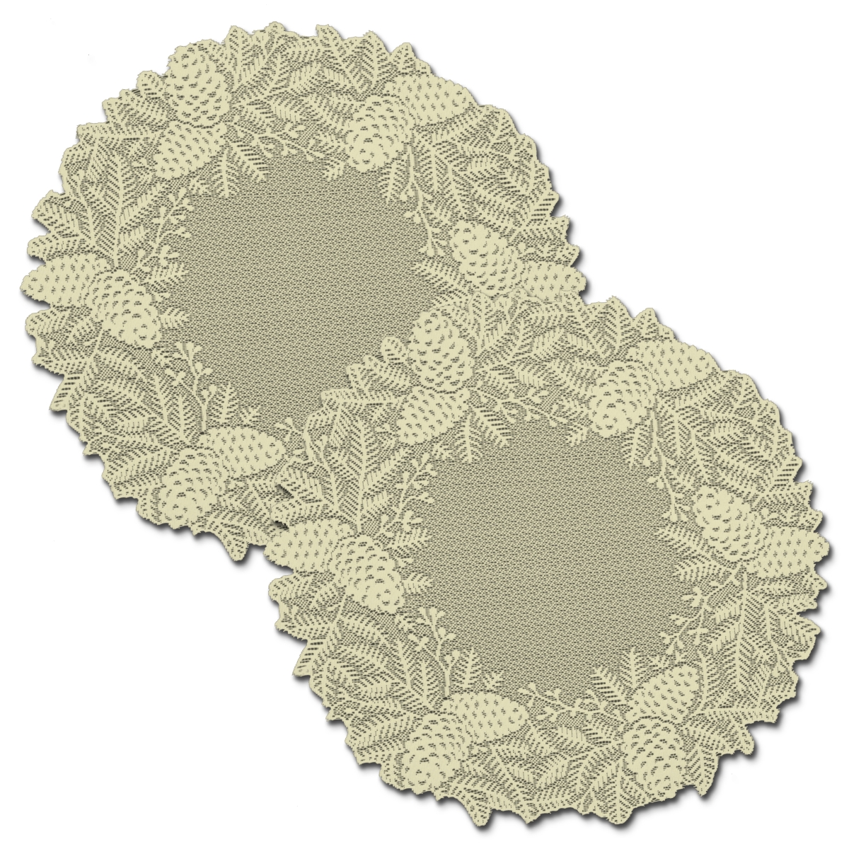 Picture of Heritage Lace HP-2000I-S 20 in. Highland Pine Doily & Charger - Ivory - Set of 2