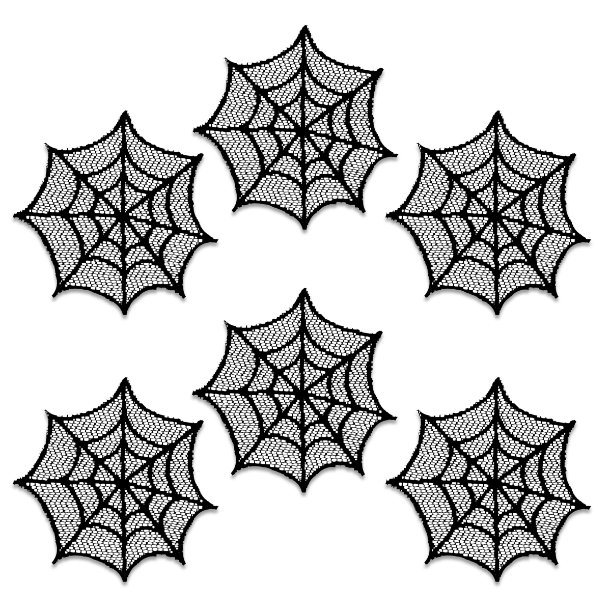 Picture of Heritage Lace HW-0600B-S 6 in. Spider Web Doily - Black - Set of 6