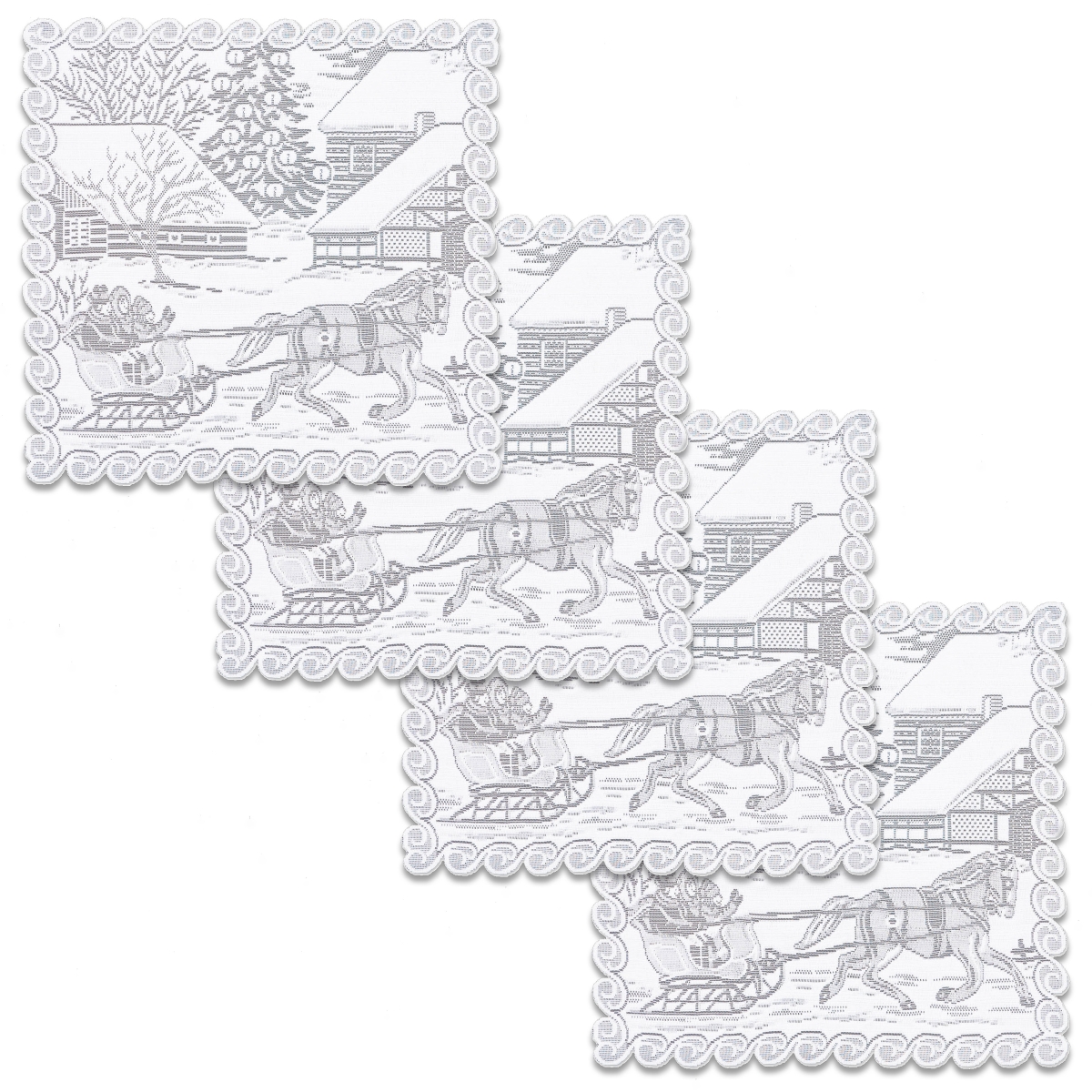 Picture of Heritage Lace SR-1414W-S 14 x 14 in. Sleigh Ride Doilies - White - Set of 4