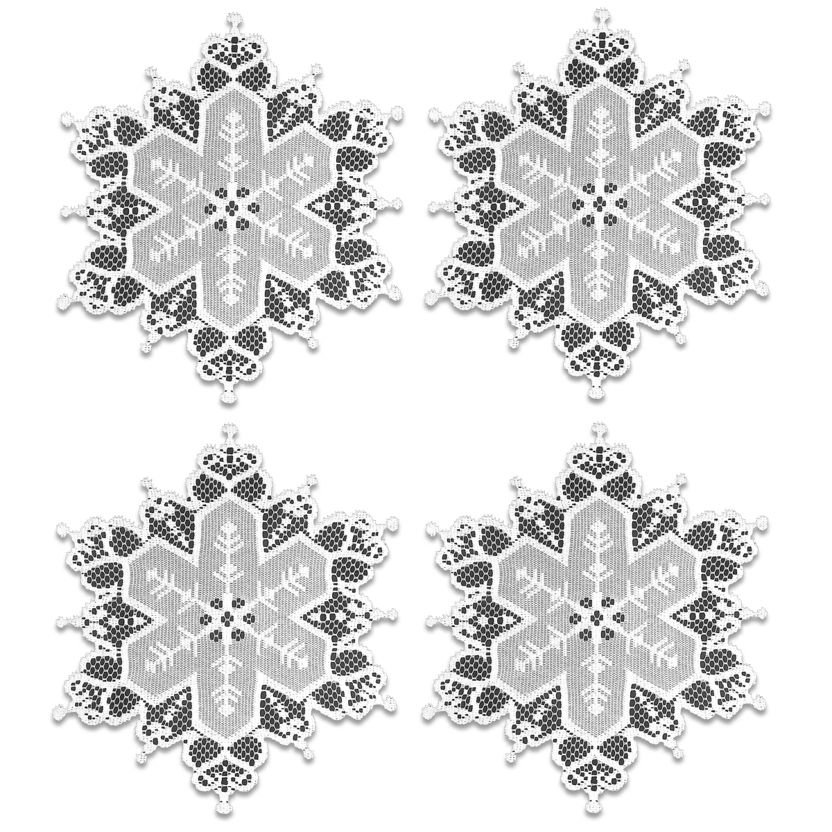 Picture of Heritage Lace SW-0900W-S Snowflake 9 in. Round Doily - White - Set of 4