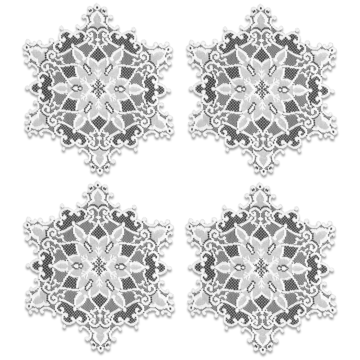 Picture of Heritage Lace SW-1200W-S Snowflake 12 in. Round Doily - White - Set of 4