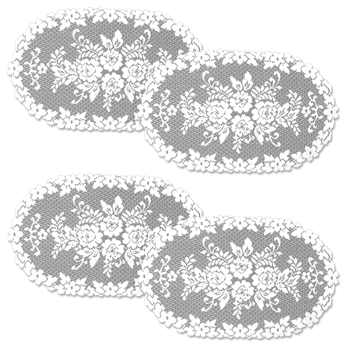 Picture of Heritage Lace VR-1324W-S 13 x 24 in. Victorian Rose Doily - White - Set of 4