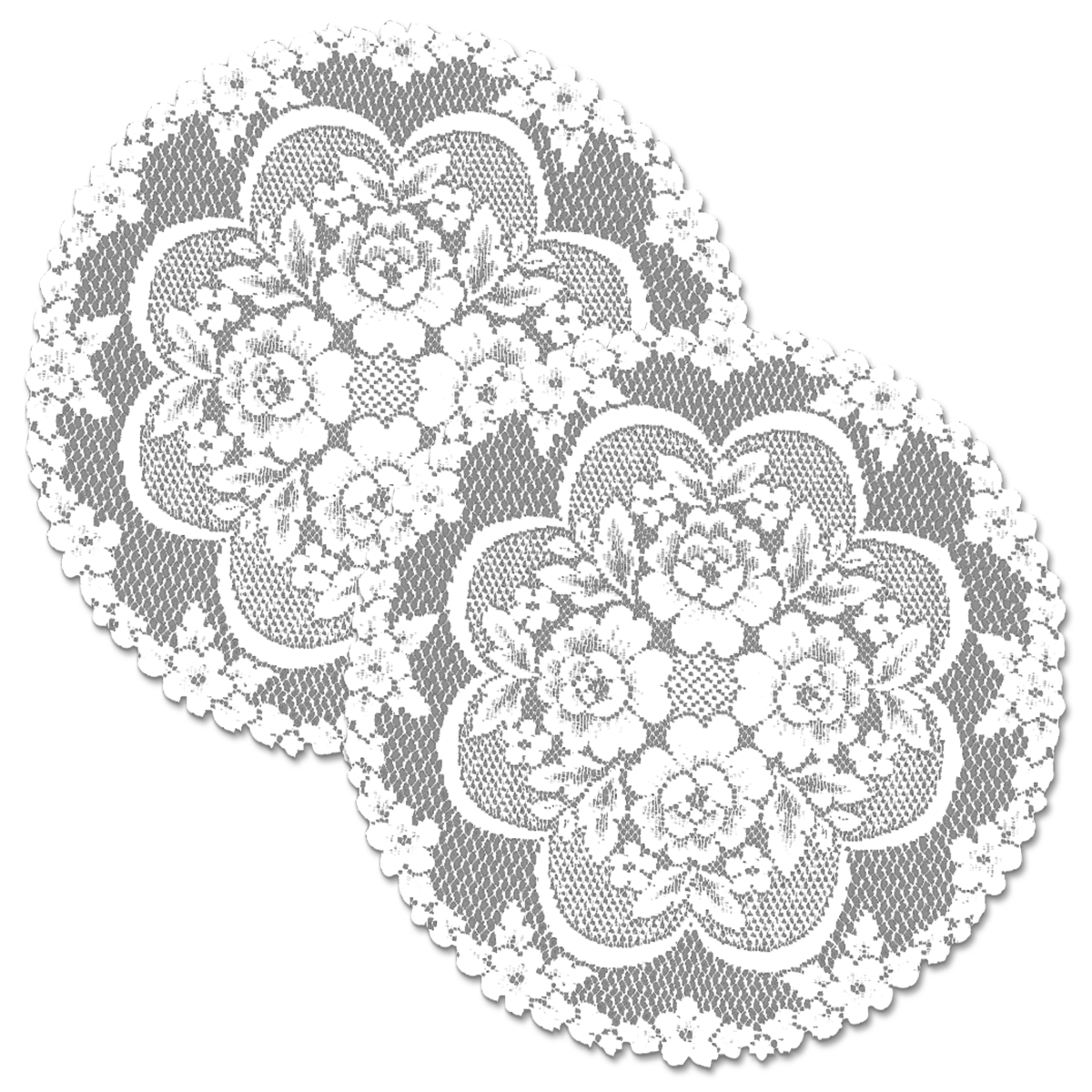 Picture of Heritage Lace VR-2000W-S Victorian Rose 19 in. Round Doily - White - Set of 2