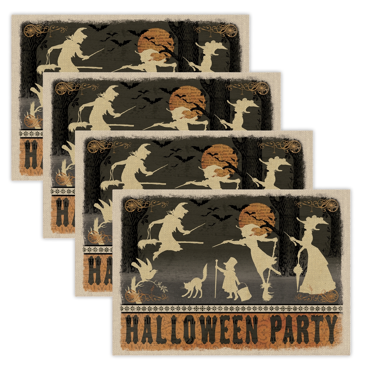 Picture of Heritage Lace 1420NA-S 14 x 20 in. Halloween Party Placemats&#44; Natural - Set of 4