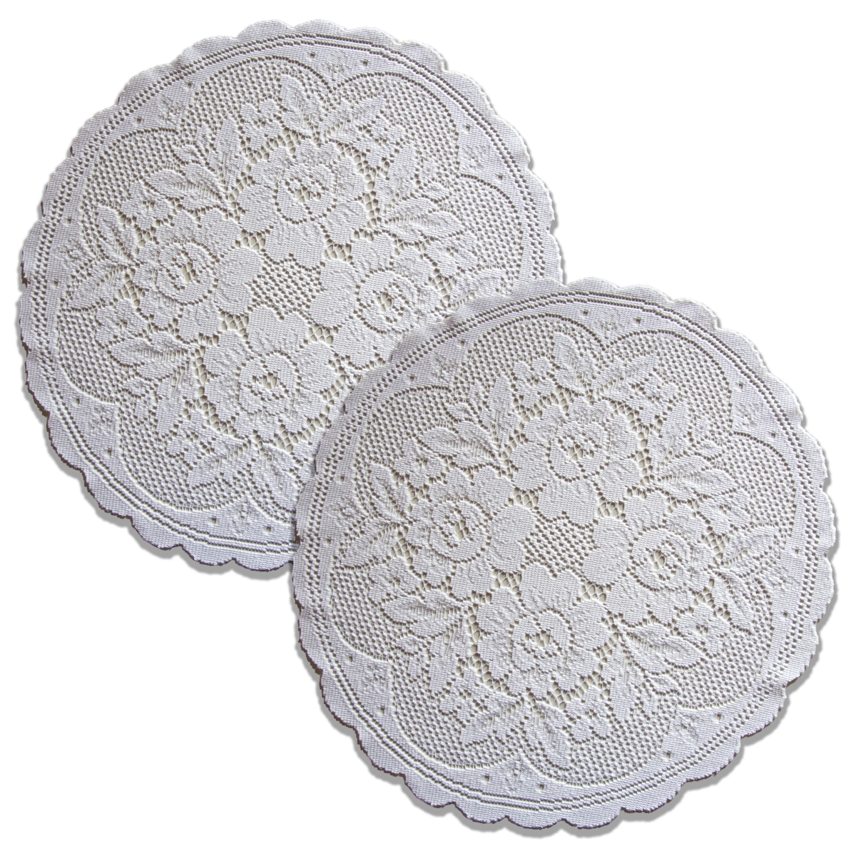 Picture of Heritage Lace VR-1700W-S 17 in. Victorian Rose Round Doilies, White - Set of 2