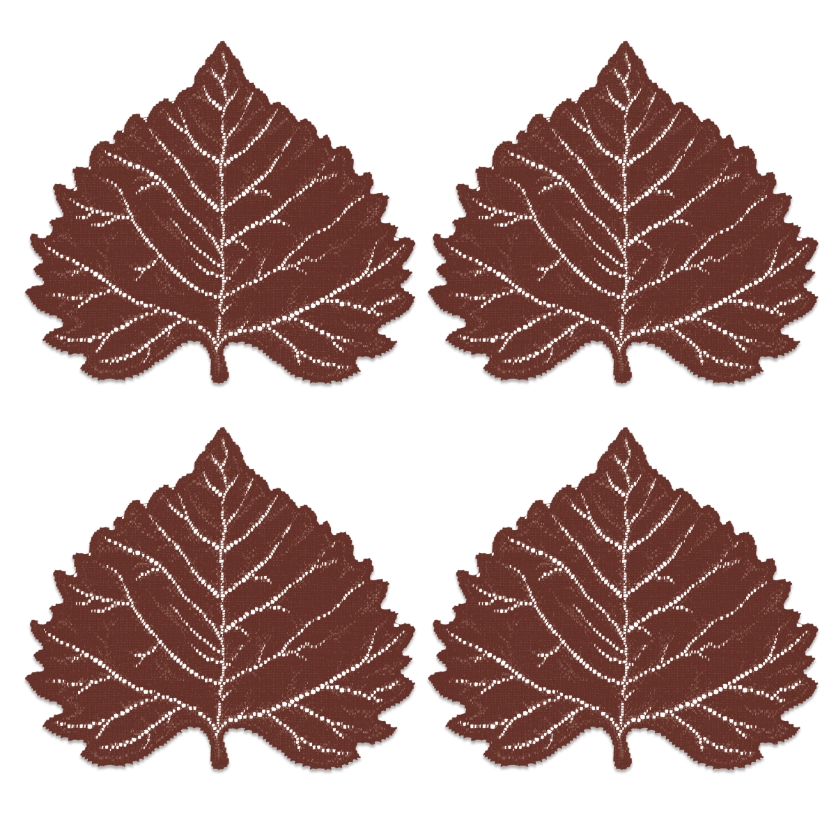 Picture of Heritage Lace AP-1416DP-S 14 x 16 in. Leaf Aspen Placemats&#44; Dark Paprika - Set of 4