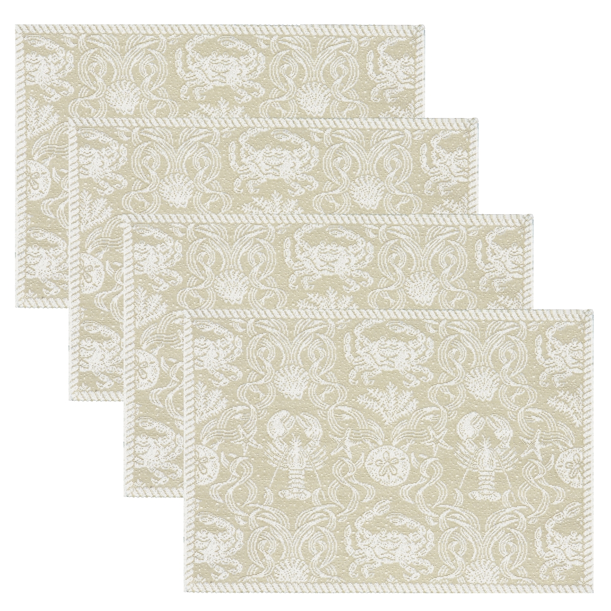 Picture of Heritage Lace CD-1420SA-S 14 x 20 in. Crab Damask Placemats&#44; Sand - Set of 4