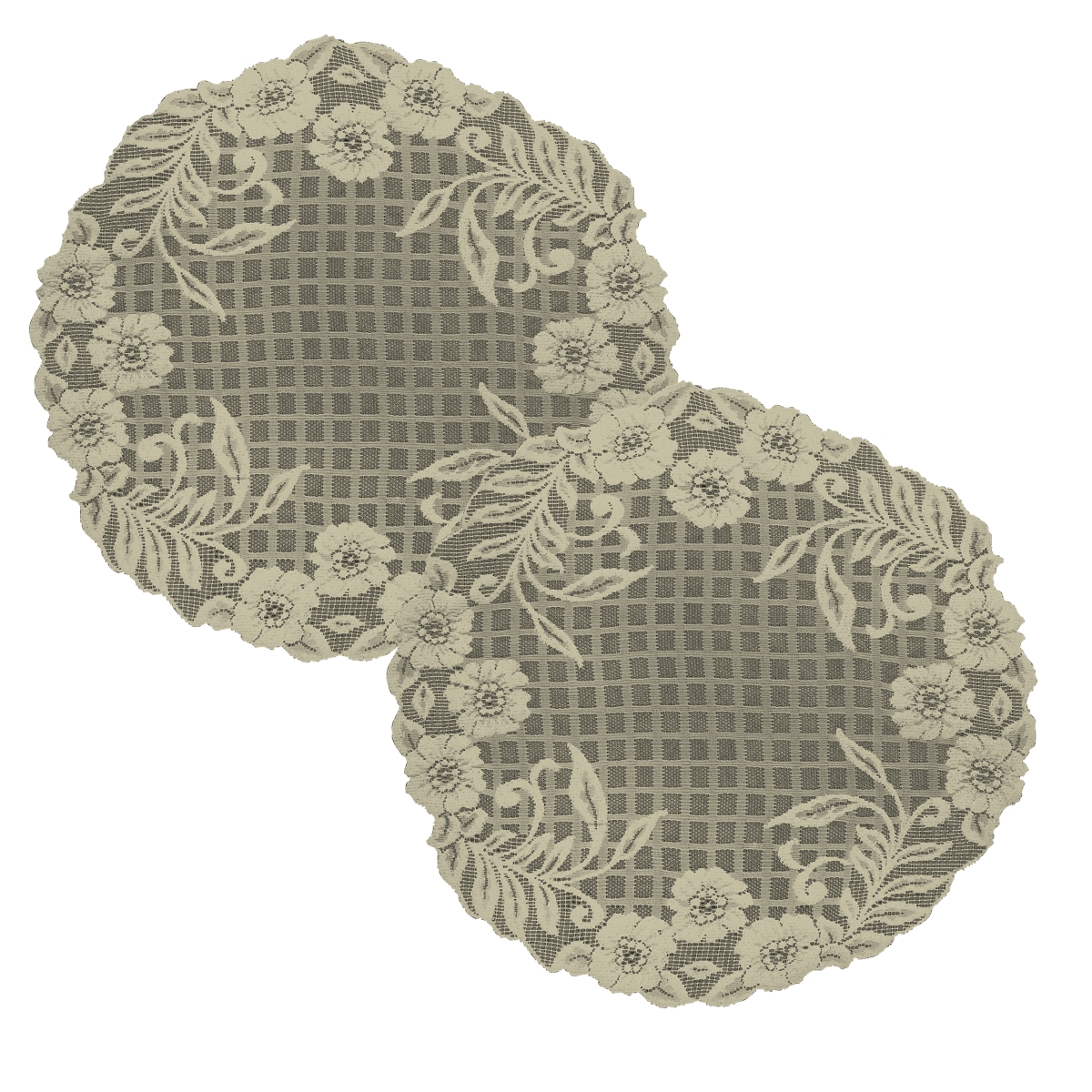Picture of Heritage Lace FT-2000L-S 20 in. Floral Trellis Round Doilies&#44; Linen - Set of 2