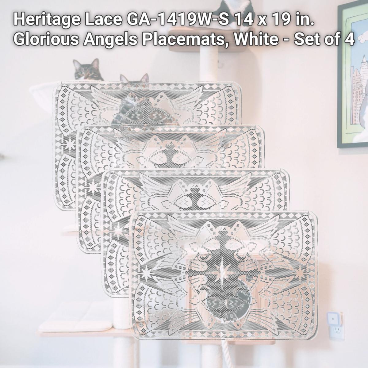 Picture of Heritage Lace GA-1419W-S 14 x 19 in. Glorious Angels Placemats, White - Set of 4
