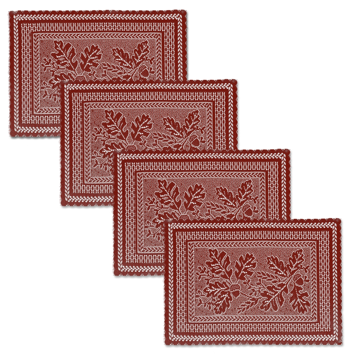 Picture of Heritage Lace OL-1420DP-S 14 x 20 in. Oak Leaf Placemats&#44; Dark Paprika - Set of 4