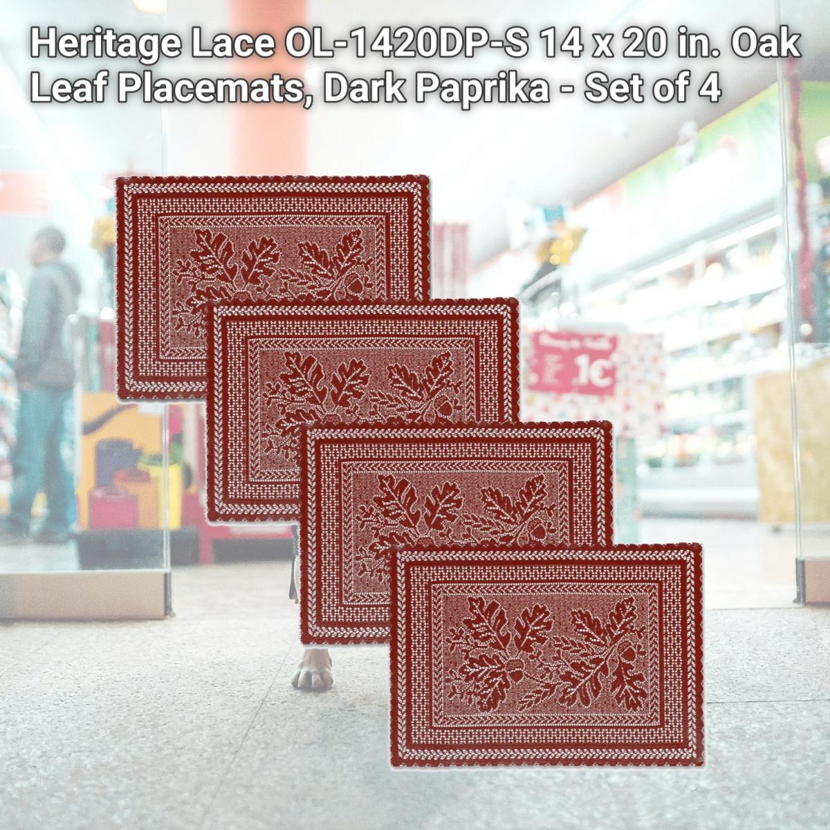 Picture of Heritage Lace OL-1420DP-S 14 x 20 in. Oak Leaf Placemats, Dark Paprika - Set of 4