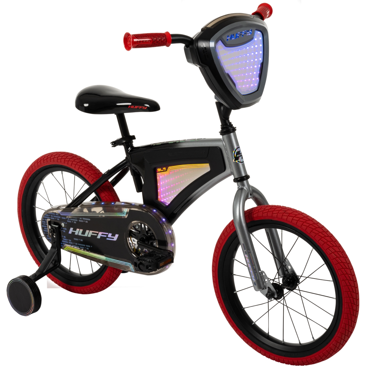 21005  Electro-Light Kids Bike - 16-Inch - LED Infinity Lights - Removable Training Wheels - Coaster Brake - Ages 4 to 6 - Unisex - Red
