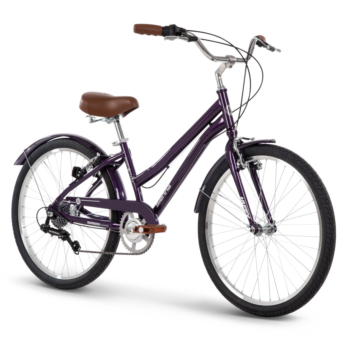 24772 Sienna Womens Comfort Bike - 24-Inch - Shimano 7-Speed - Linear Pull Brakes - Ages 1219 - Purple