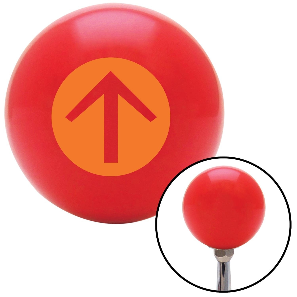 American Shifter 94090 Red Shift Knob with M16 x 1.5 Insert (Orange Circle Directional Arrow Up)