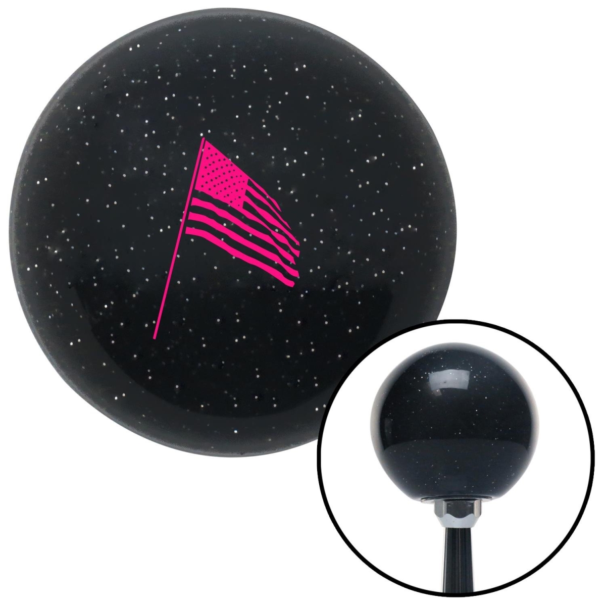 American Shifter 72658 Black Metal Flake Shift Knob with M16 x 1.5 Insert (Pink American Flag Pole)