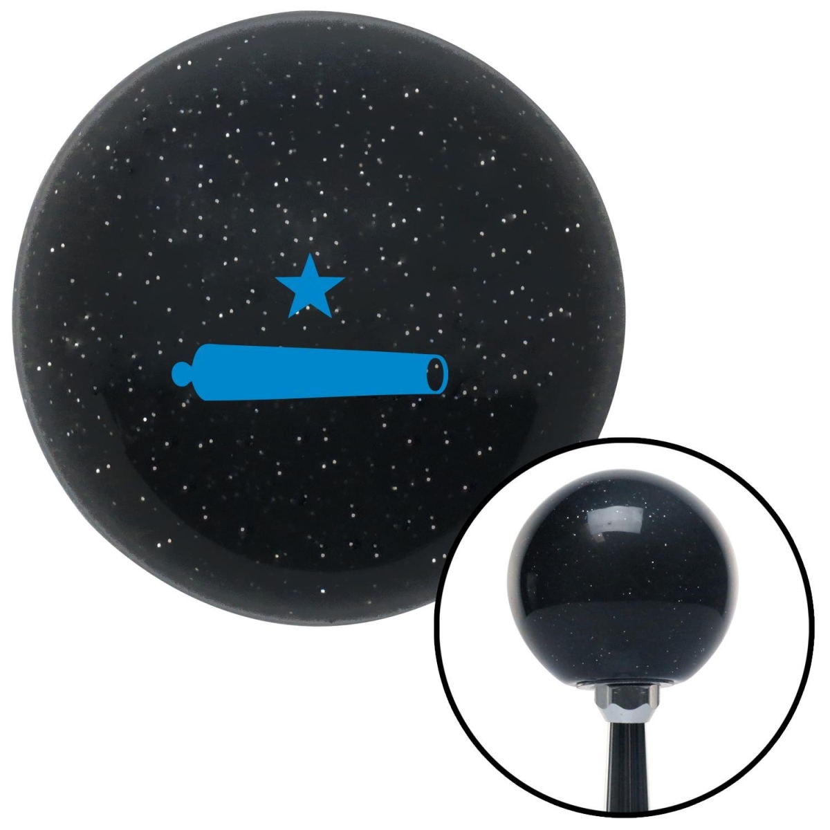 American Shifter 72698 Black Metal Flake Shift Knob with M16 x 1.5 Insert (Blue Come and Take It)