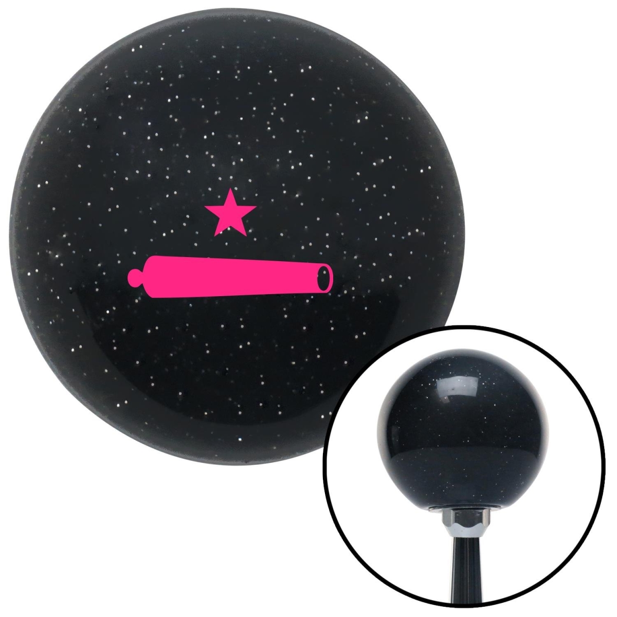 American Shifter 72702 Black Metal Flake Shift Knob with M16 x 1.5 Insert (Pink Come and Take It)