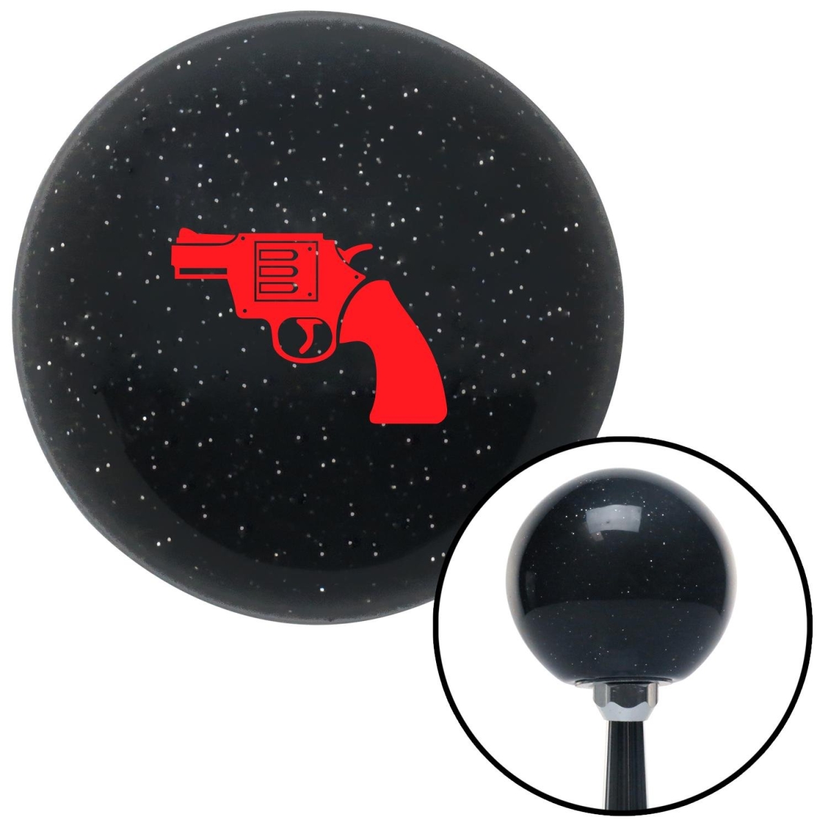 American Shifter 72732 Black Metal Flake Shift Knob with M16 x 1.5 Insert (Red Gun)