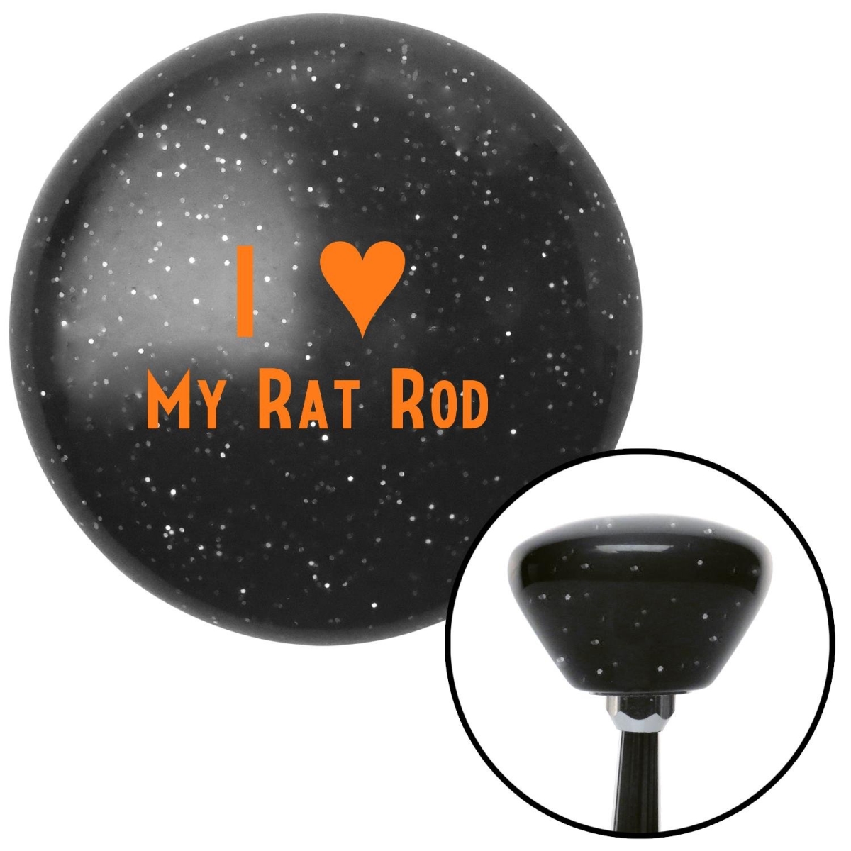 American Shifter 170446 Black Retro Metal Flake Shift Knob with M16 x 1.5 Insert (Orange I <3 My Rat Rod)