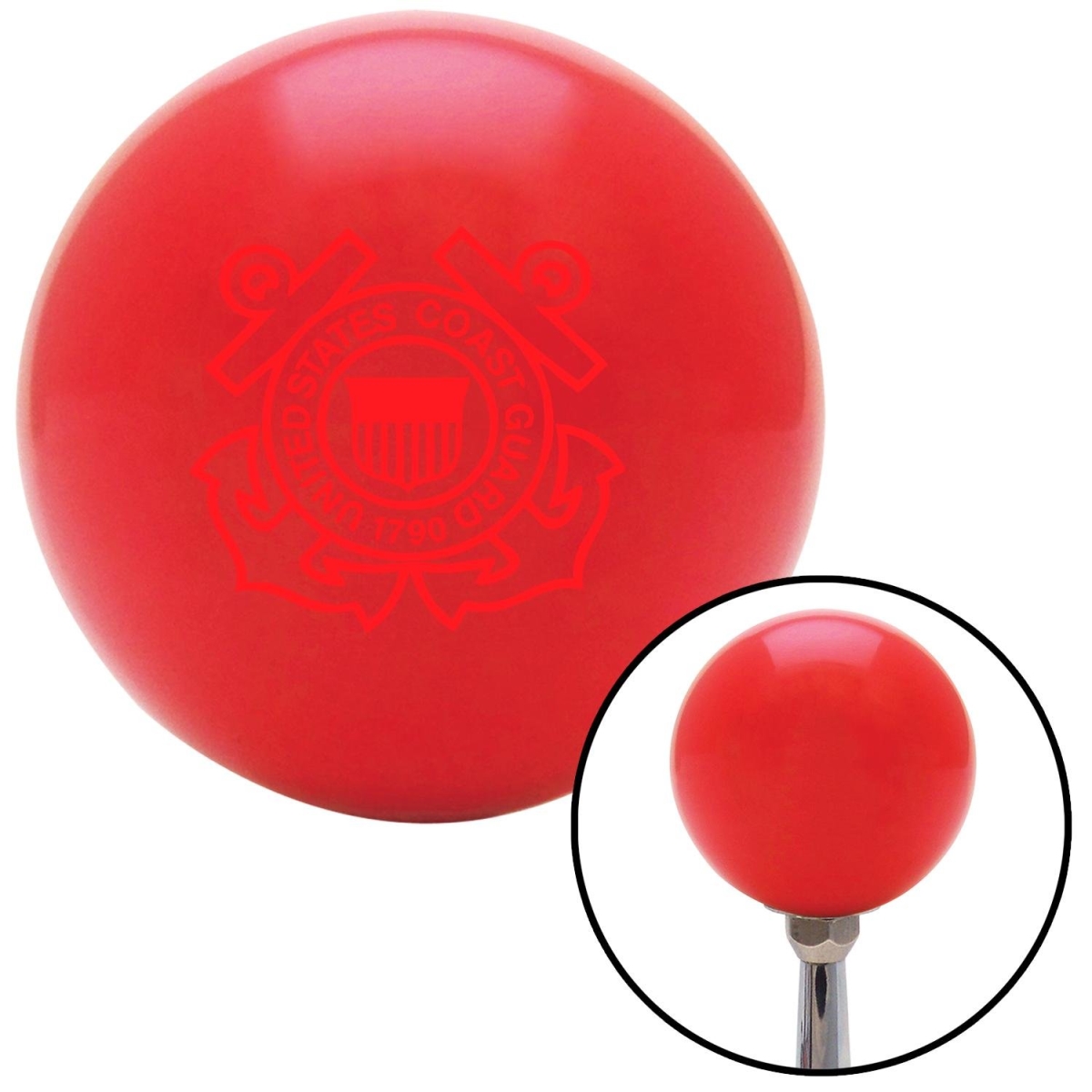 American Shifter 98010 Red Shift Knob with M16 x 1.5 Insert (Red USCG Logo)