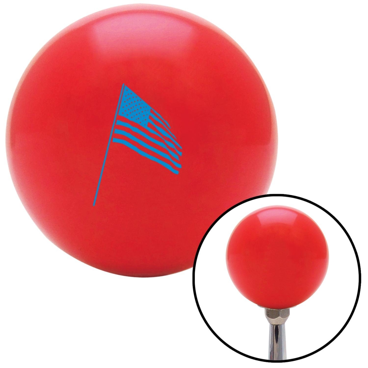 American Shifter 98032 Red Shift Knob with M16 x 1.5 Insert (Blue American Flag Pole)
