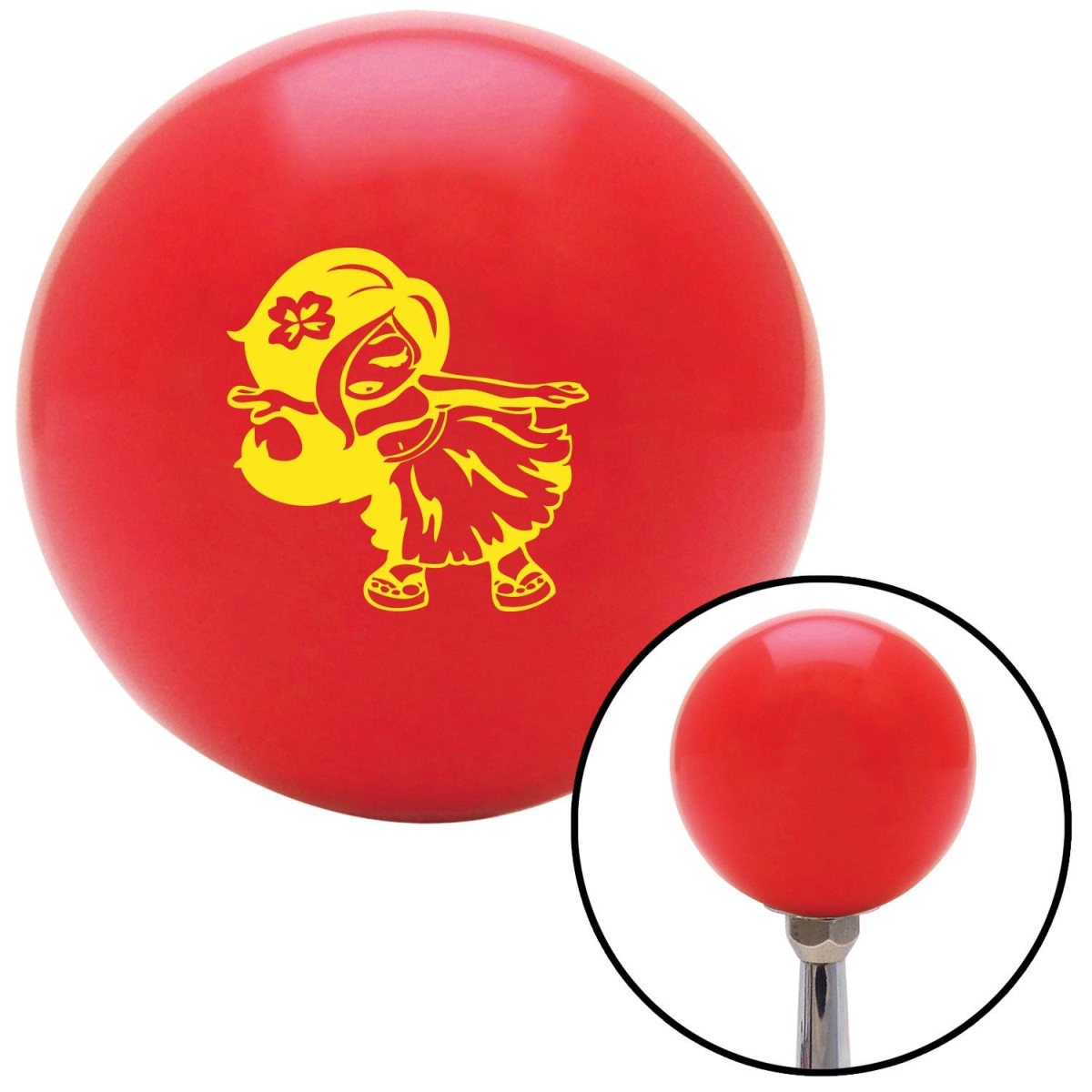 American Shifter 95516 Red Shift Knob with M16 x 1.5 Insert (Yellow Anime Hula Girl)