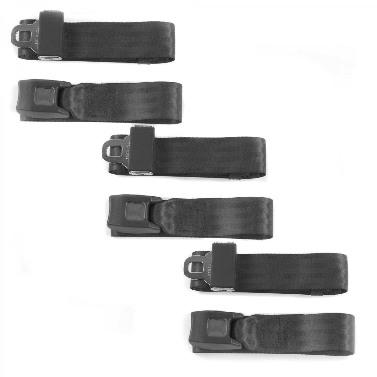 Standard 2 Point Charcoal Lap Bench Seat Belt Kit for 1933-1934 Ford Model C - 3 Belts