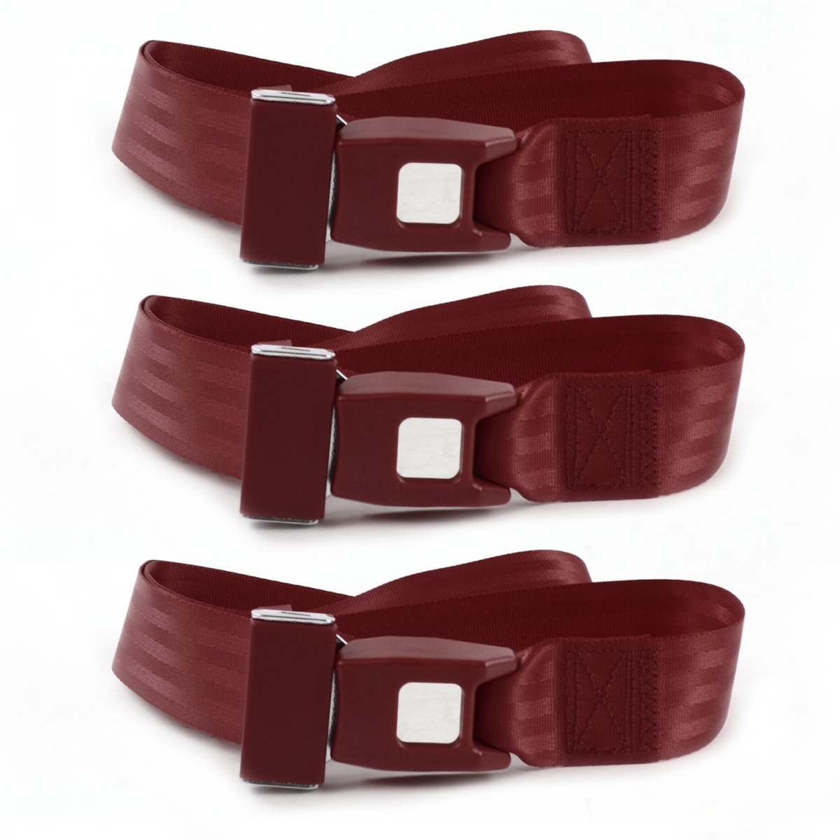 Standard 2 Point Burgundy Lap Bench Seat Belt Kit for 1947-1952 VW Type 1 Split - 3 Belts