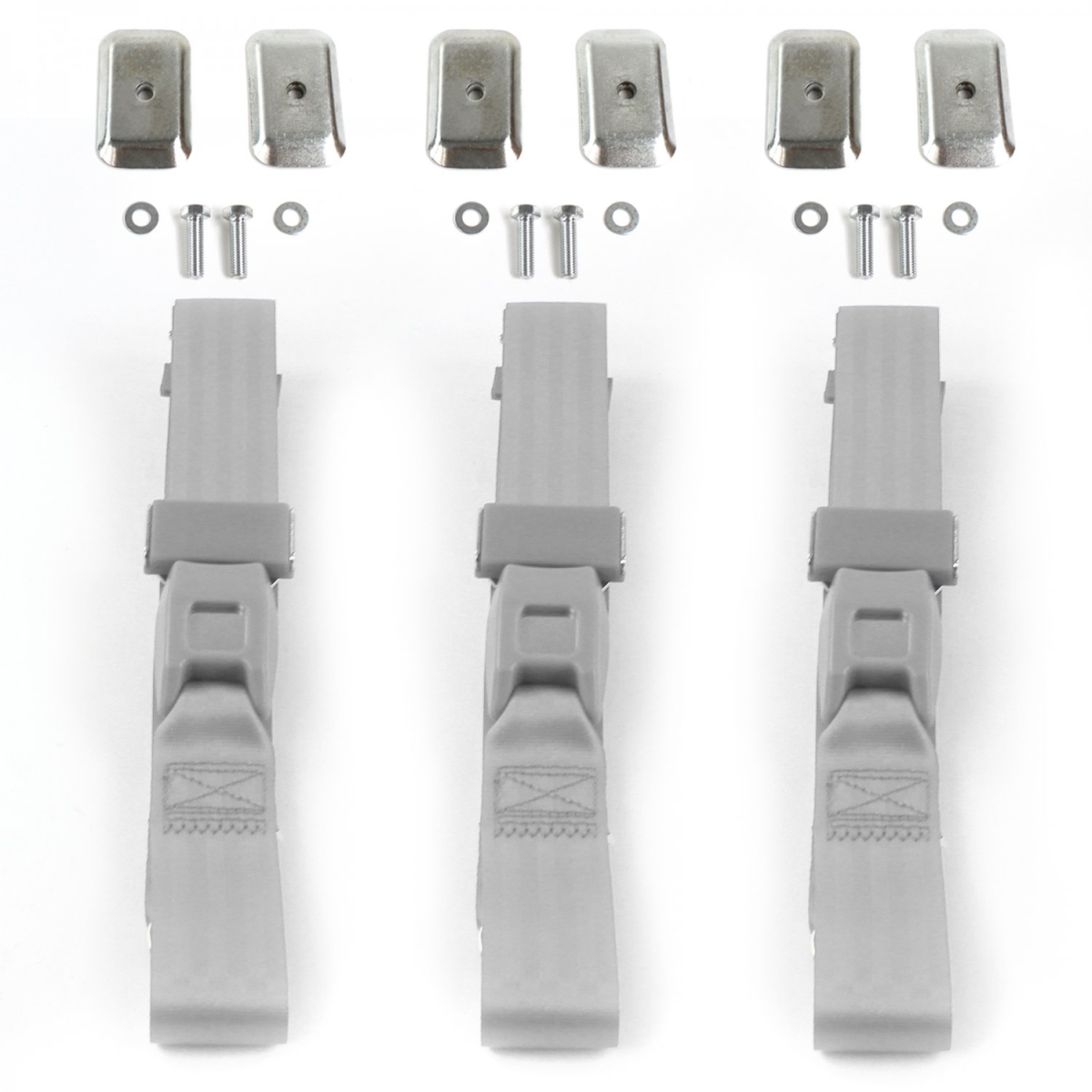 Standard 2 Point Gray Lap Bench Seat Belt Kit with Bracketry for 1968-1974 Volkswagen Type 4 - 3 Belts