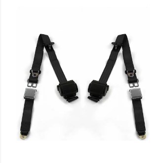 Airplane 3 Point Black Retractable Bucket Seat Belt Kit with Bracketry for 1949-1958 Buick Special - 2 Belts