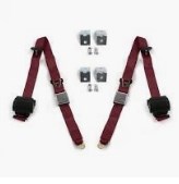 698688 Airplane 3 Point Red Retractable Bucket Seat Belt Kit with Bracketry for 1967-1970 Ford Mustang - 2 Belts