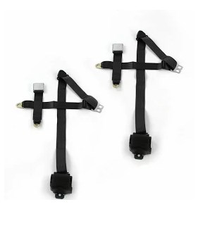698692 Airplane 3 Point Red Retractable Bucket Seat Belt Kit with Bracketry for 1953-1956 Ford Truck - 2 Belts