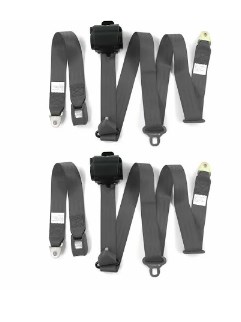 699193 Airplane 3 Point Charcoal Retractable Bucket Seat Belt Kit with Bracketry for 1968-1974 Ford Van - 2 Belts