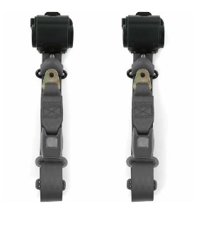 Airplane 3 Point Charcoal Retractable Bucket Seat Belt Kit with Bracketry for 1965-1970 Chevy Impala - 2 Belts